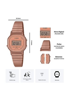 Reloj Casio Vintage LA-11WR-5A Acero Inoxidable Oro Rosa