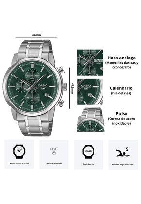 Reloj Casio Modelo MTP-E510D-3A Diseño Elegante