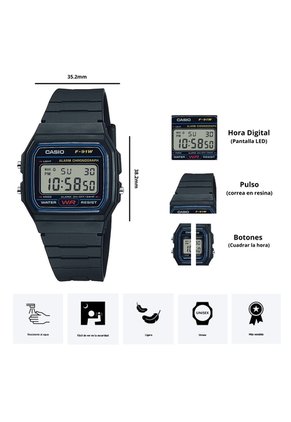 Reloj Casio F-91W-1D Diseño Clásico