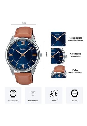 Reloj Casio Caballero MTP-V005L-2B5 Diseño Elegante