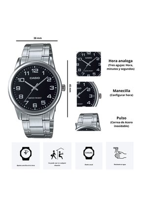 Reloj Casio Modelo MTP-V001D-1B Diseño Elegante