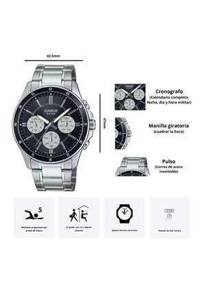 Reloj Casio Modelo MTP-1374D-1A3 Diseño Elegante