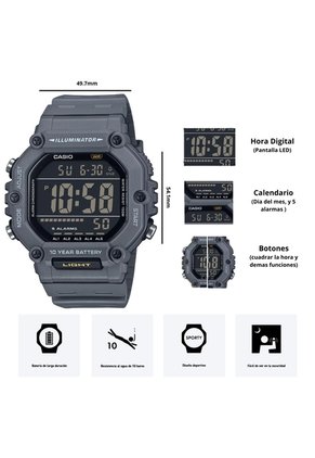 Reloj Casio Modelo AE-1600H-8B Diseño Deportivo