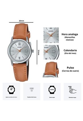 Reloj Casio Mujer Modelo LTP-V002L-7B3 Diseño Elegante