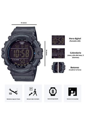 Reloj Casio Modelo AE-1500WH-8B Diseño Deportivo