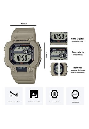Reloj De Casio Modelo W-737HX-5A Diseño Deportivo