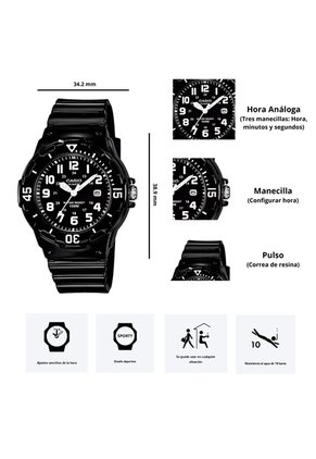 Reloj Casio LRW-200H-1B Diseño Deportivo