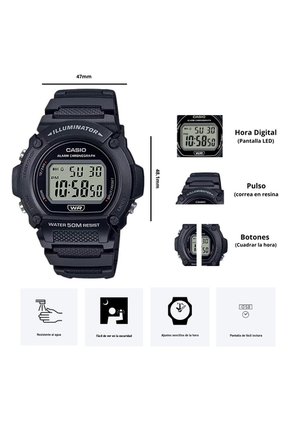 Reloj Casio Referencia W-219H-1A Diseño Deportivo