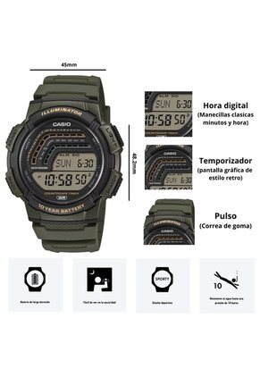 Reloj Casio Referencia WS-1800-3A Diseño Deportivo