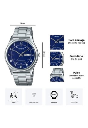 Reloj Casio Modelo MTP-V006D-2B Diseño Casual