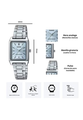 Reloj Casio Modelo LTP-V007D-2E Diseño Clásico