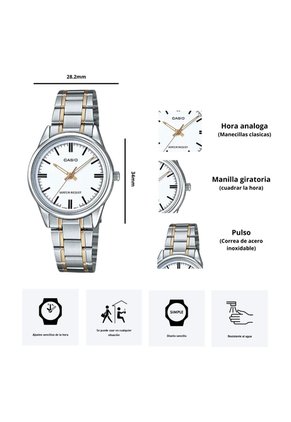 Reloj Casio Referencia LTP-V005SG-7A Diseño Elegante