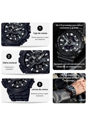 Reloj G-SHOCK Modelo GA-110BT-1A Diseño Deportivo