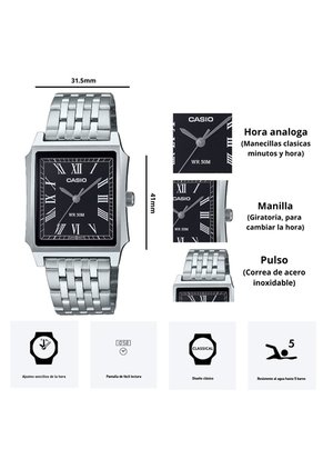 Reloj Casio Modelo MTP-B190D-1B Diseño Elegante