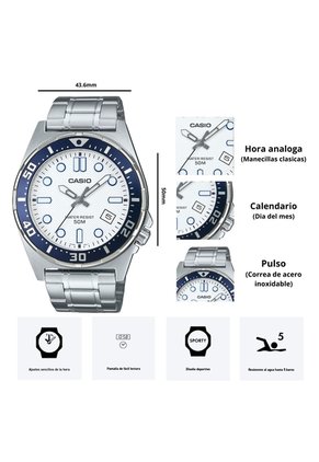 Reloj Casio Modelo MTD-135D-7A Diseño Deportivo