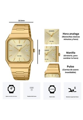 Reloj Casio Modelo MTP-B185G-9A Diseño Elegante