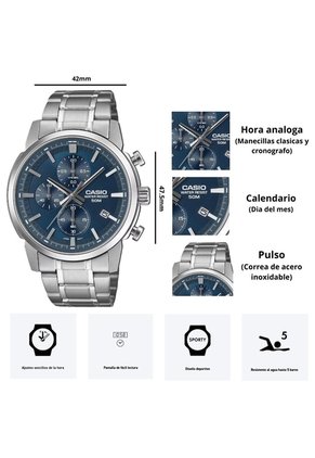 Reloj Casio Modelo MTP-E510D-2A2 Diseño Elegante