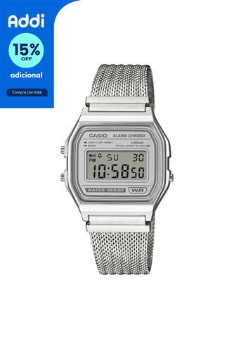 Reloj Casio Modelo A158WEM-7DF Plateado Unisex Casio