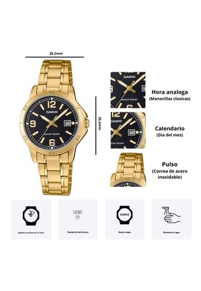 Reloj Casio Modelo LTP-V004G-1B Diseño Casual