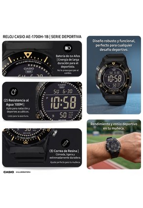 Reloj Casio Modelo AE-1700H-1B Diseño Deportivo