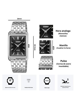 Reloj Casio Hombre MTP-B215D-1A Diseño Elegante