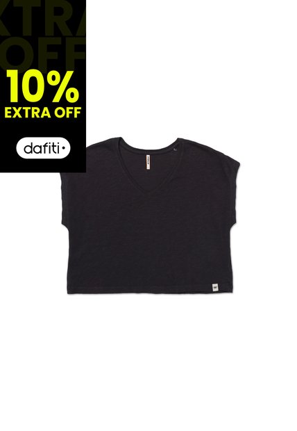 Chaleco Mujer Cat Slub Knit Deep V-Nec Negro CAT