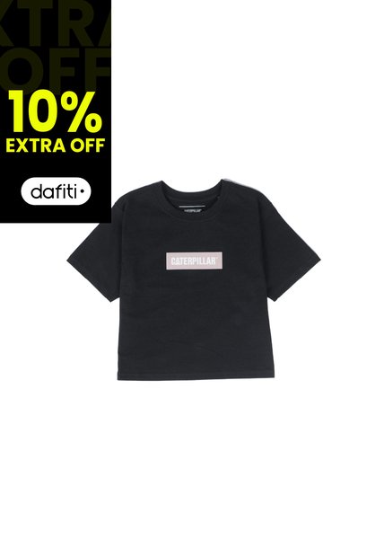 Camiseta Mujer Cat Crop Graphic Tee Negro CAT