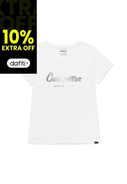 Camiseta Mujer CAT Metallic Blanco CAT