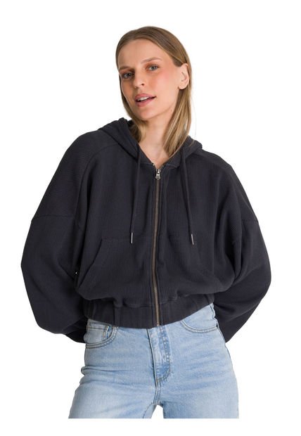 Buzo Mujer CAT WAFFLE-KNIT CROPPED Negro CAT