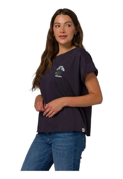 Camiseta CAT Mujer CROSS STITCH RELAXED Azul CAT