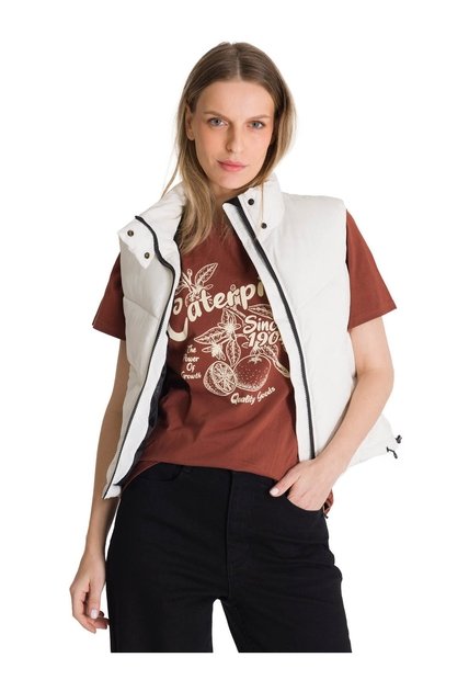 Chaleco Mujer CAT CROPPED PUFFER VEST Vainilla CAT