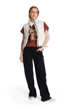 Chaleco Mujer CAT CROPPED PUFFER VEST Vainilla CAT