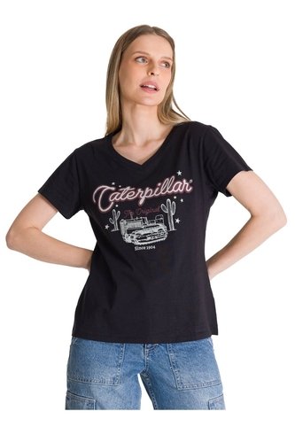 Camiseta Mujer CAT V-NECK GRAPHIC TEE 1 Negro CAT CAT