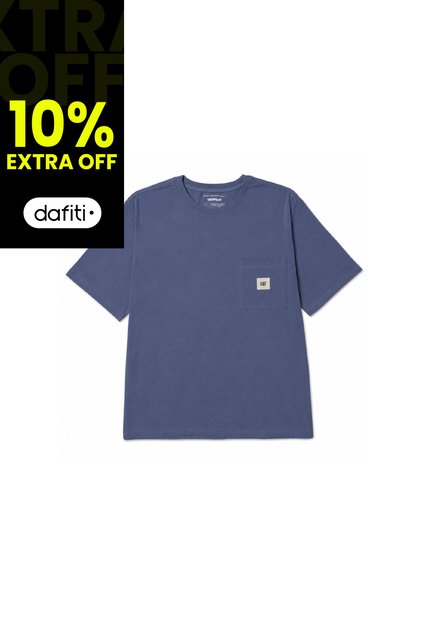 Camiseta Hombre Cat Solid Pocket Label Azul 2 CAT