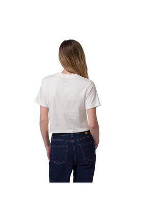 Camiseta Mujer Cat Crop Metallic Graphi Blanco CAT