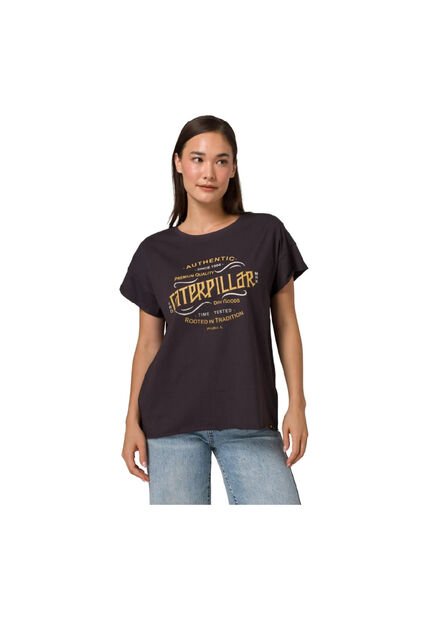 Camiseta CAT Mujer TIME TESTED RELAXED Negro CAT