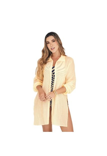 Camisa  Salida De  Baño Chamela Amarillo  45665