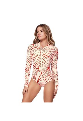 Vestido De  Baño  Entero  Manga  Larga Estampado Chamela  45215