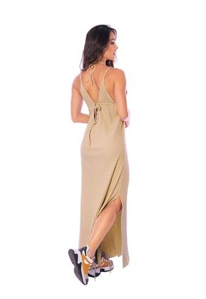 Vestido Largo De Tiras Elaborado En Rib Chamela 29547