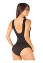 CHAMELA 24515 - Vestidos De Baño Enterizos De Moda Para Mujer - Control Abdominal Unicolor-Negro-Negro-Negro-Naranja de Chamela