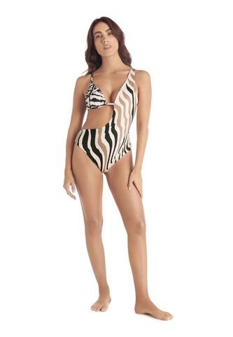 Vestido De Baño Entero Asimétrico Estampado Chamela  43945 Chamela