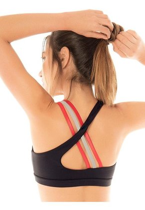 CHAMELA 25776 - Top Deportivo Negro Con Corte Asimétrico - Ropa Deportiva Para Mujer