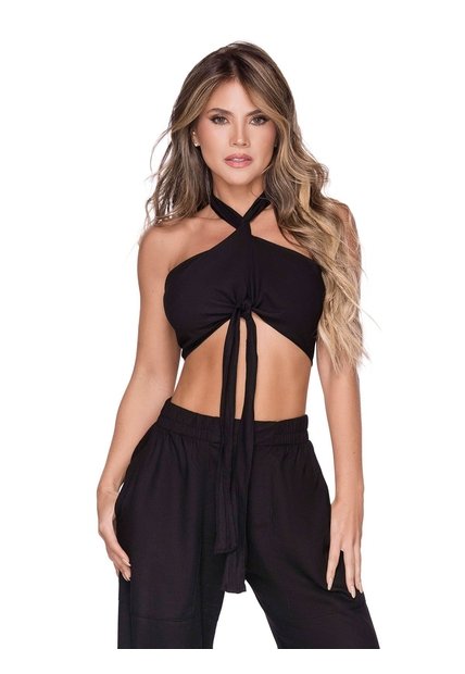 Top De Baño Anudado Negro Chamela  43995