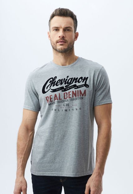 Camiseta Gris-Negro-Marfil Chevignon