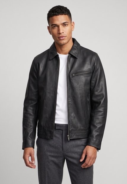 Chaqueta Cuero CHEVIGNON Tipo Biker Negro