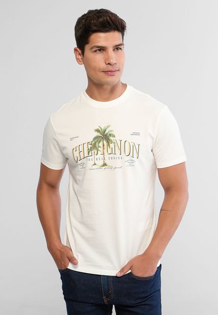 Camiseta Marfil-Beige-Verde CHEVIGNON