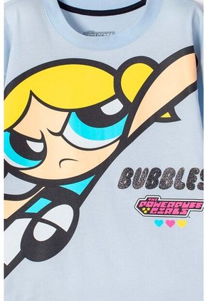 Camiseta De Las Chicas Superpoderosas Azul Estampada En Frente Para Niña 6