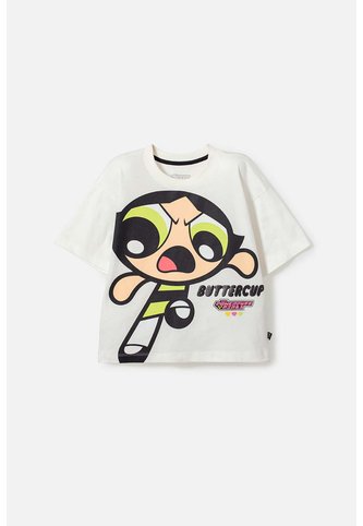 Camiseta De Las Chicas Superpoderosas Marfil Manga Corta Para Niña 4 CHICAS SUPERPODEROSAS