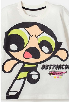 Camiseta De Las Chicas Superpoderosas Marfil Manga Corta Para Niña 4