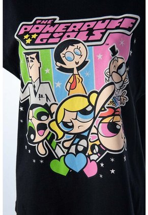 Camiseta De Las Chicas Superpoderosas Negra Estampada En Frente Para Mujer M